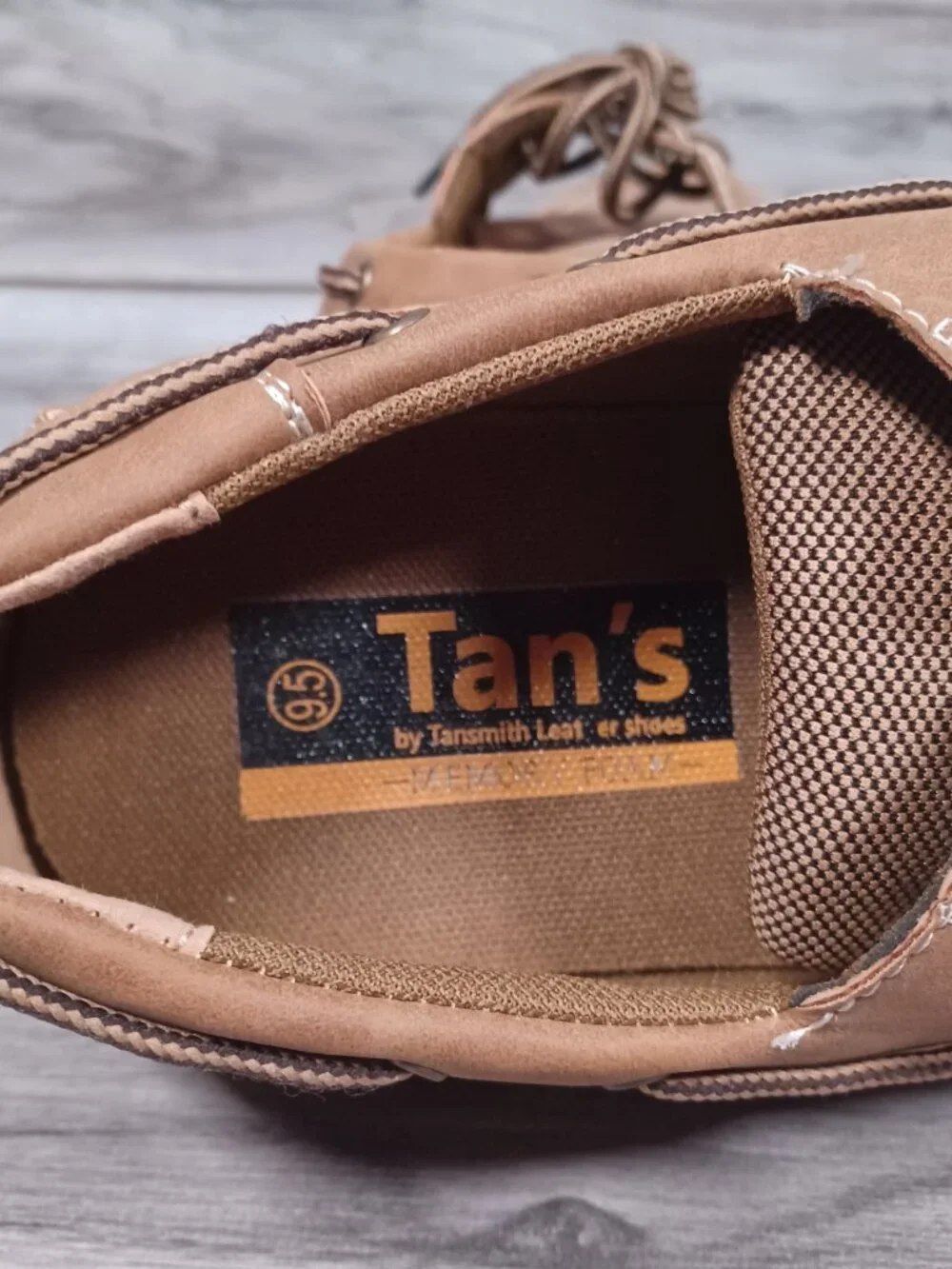 Tansmith Men's Size 9.5 Beige Faux Leather Boat Casual Comfort 357005